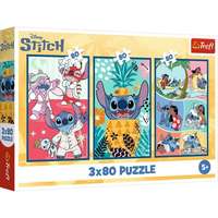 Trefl Trefl: Stitch világa - 3 x 80 darabos puzzle