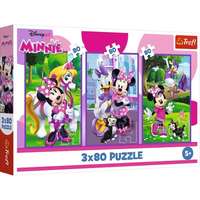 Trefl Trefl: Minnie egér és barátai - 3 x 80 darabos puzzle