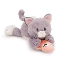 Nici Nici: Szürke plüss cica és hal, fekvő - 30 cm