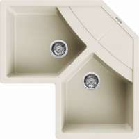 Elleci Elleci Unico Corner G62 Gránit Sarok Mosogatótálca dupla medencés bianco antico LGUCOR62