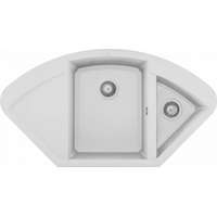 Elleci Elleci Easy Corner G68 Gránit Sarok Mosogatótálca gyümölcsmosó medencével és csepegtetővel bianco LGYCOR68