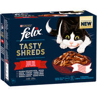  Felix Shreds házias válogatás - Marhás, csirkés, kacsás és pulykás tépett falatok szószban macskáknak - Multipack (1 karton | 12 x 80 g) 960 g