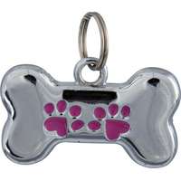 Trixie Trixie csont formájú fém címtartó (35 x 20 mm, Szürke/Rózsaszín)