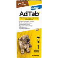 Bayer AdTab kullancs és bolha elleni rágótabletta kutyáknak (1 tablettás kiszerelés | 1.3 - 2.5 kg | 56 mg)