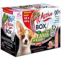  FitActive Fit-a-Box alutasakos eledel kutyáknak bárányos és nyulas ízben (1 doboz | 2 x 6 x 100 g | 6 db bárányhúsos alutasak | 6 db nyúlhúsos alutasak) 1.2 kg
