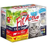  Panzi FitActive Fit-a-Box alutasakos eledel macskáknak (1 doboz | 2 x 6 x 100 g | 6 alutasak marha- és bárányhússal | 6 db alutasak csirke- és kacsahússal) 1.2 kg