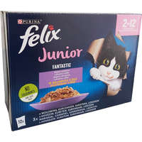 Felix Felix Fantastic Junior aszpikos eledel csirkével, marhával, lazaccal és szardíniával kölyökmacskáknak - Multipack (1 karton | 12 x 85 g) 1020 g