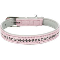 Trixie Trixie Active Comfort strasszköves rózsaszín bőrnyakörv varással (XS-S | Nyakkörméret: 20-24 cm | Szélesség: 12 mm)