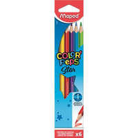Maped Színes ceruza készlet, háromszögletű, MAPED "Color&#039;Peps Star", 6 különböző szín