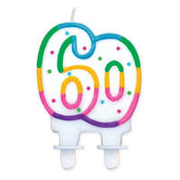 Színes Rainbow Dots, Színes tortagyertya, számgyertya 60-as