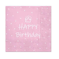 Boldog Születésnapot Happy Birthday Rózsaszín Light Pink szalvéta 20 db-os 33x33 cm