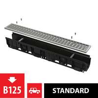 AlcaPlast/Alcadrain Alcadrain/Alcaplast Kültéri folyóka 100mm műanyag peremmel és horganyzott ráccsal B125