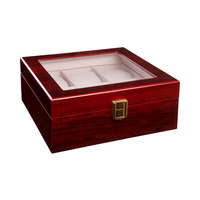 Edelwolle LAKKOZOTT CSERESZNYE SZÍNŰ FA ÓRATARTÓ DOBOZ 6 ÓRÁNAK