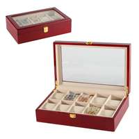 Edelwolle LAKKOZOTT CSERESZNYE SZÍNŰ FA ÓRATARTÓ DOBOZ 10 ÓRÁNAK