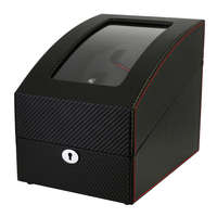No Name Óraforgató doboz, 2 + 3 db karórához, kívül és belül fekete színű PU Carbon mintás felület