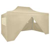 VidaXL Összecsukható, felállítható sátor 4 oldalfallal 3 x 4,5 m krémfehér