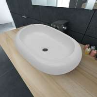 VidaXL Luxus kerámia mosdó ovális alakú mosogató fehér 63 x 42 cm