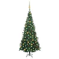 VidaXL Zöld fél műkarácsonyfa led-ekkel és gömbszettel méret: l 240 cm
