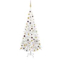 VidaXL Fehér fél műkarácsonyfa led-ekkel és gömbszettel méret: l 240 cm