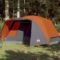 VidaXL 190t taffeta 6-személyes szürke-narancs sátor 412x370x190 cm