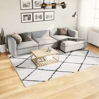 VidaXL Krém és fekete hosszú szálú bozontos modern szőnyeg 200x280 cm