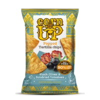 VitalSnack Corn Up Tortilla chips Fekete olivabogyó és paradicsom ízű 60 g