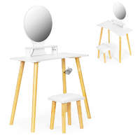  Sminkasztal székkkel és tükör polccal - Modern sminkes asztal - Sminkes komód - Szépítőasztal - Sminkes székkel
