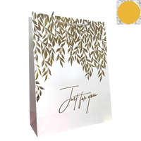 Baking & Pet Kft "Just for you" levél mintás ajándék táska,nagy- White&Gold