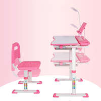 Állítható magasságú, többfunkciós, gyerek íróasztal, rózsaszín