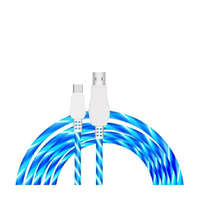 Adat- és töltőkábel, USB-C/USB, villogó LED fénnyel, 2A, 1 méter, kék