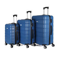 Royalty Line Roylaty Line 3 részes keményfalú bőrönd szett, kék (dupla kerekes)