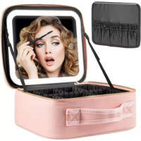 Kozmetikai táska beépített tükörrel - rózsaszín