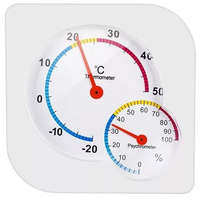  Analóg hőmérő / higrométer, -20 és +50°c között, 7,5x1,3 cm, fehér