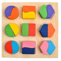  Fejlesztő fa puzzle játék gyerekeknek, színes elemekkel