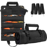 Szerszámtáska tekercs, nagy teherbírású szerszámszervező férfiaknak és nőknek fekete