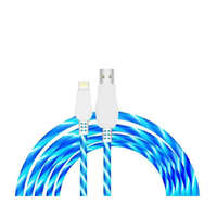 Adat- és töltőkábel, Lightning/USB, villogó fénnyel, 2A, 1 méter, kék
