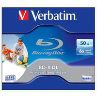 VERBATIM BD-R BluRay lemez, kétrétegű, nyomtatható, 50GB, 6x, 1 db, normál tok, VERBATIM