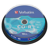 VERBATIM CD-R lemez, 700MB, 52x, 10 db, hengeren, VERBATIM "DataLife"