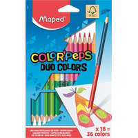 MAPED Színes ceruza készlet, háromszögletű, kétvégű, MAPED "Color&#039;Peps Duo", 36 különböző szín