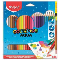 MAPED Akvarell ceruza készlet, háromszögletű, ecsettel, MAPED "Color&#039;Peps", 24 különböző szín