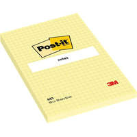 3M POSTIT Öntapadó jegyzettömb, 102x152 mm, 100 lap, kockás, 3M POSTIT, sárga