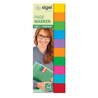 SIGEL Jelölőcímke, műanyag, 10x50 lap, 44x12,5 mm, SIGEL, vegyes színek