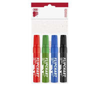 ICO Flipchart marker készlet, 1-4 mm, vágott, ICO "Artip 12", 4 különböző szín