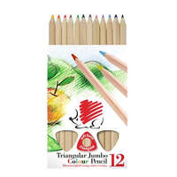 ICO Színes ceruza készlet, háromszögletű, vastag, natúr, ICO "Süni", 12 különböző szín