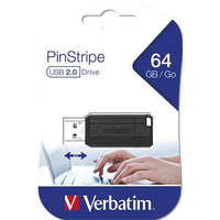VERBATIM Pendrive, 64GB, USB 2.0, 10/4MB/sec, VERBATIM "PinStripe", fekete