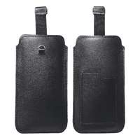 OEM ROYAL - Bőr univerzális telefontáska / fekete - Méret XL - iPhone 11 / 12 / 13 / SAMSUNG S7 EDGE