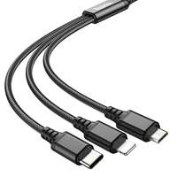 Hoco HOCO kábel USB 3in1 iPhone Lightning 8-pin + Micro + C típus X76 fekete