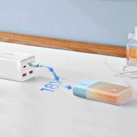 Baseus Baseus Popsicle powerbank beépített Lightning kábellel + Type-C - Type-C kábellel 5200mAh 20W 2.4A QC PD - kék-narancsárga