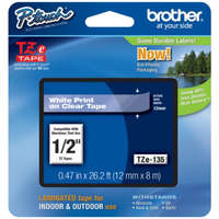 Brother BROTHER Tze-135 ÁTLÁTSZÓ ALAPON FEHÉR LAMINÁLT 12MM/8M EREDETI SZALAG (TZE135)