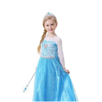 Netshop Farsangi hercegnő jelmez kislányoknak - csillogó kék királylány jelmez, M méret, 110-120cm magasságra